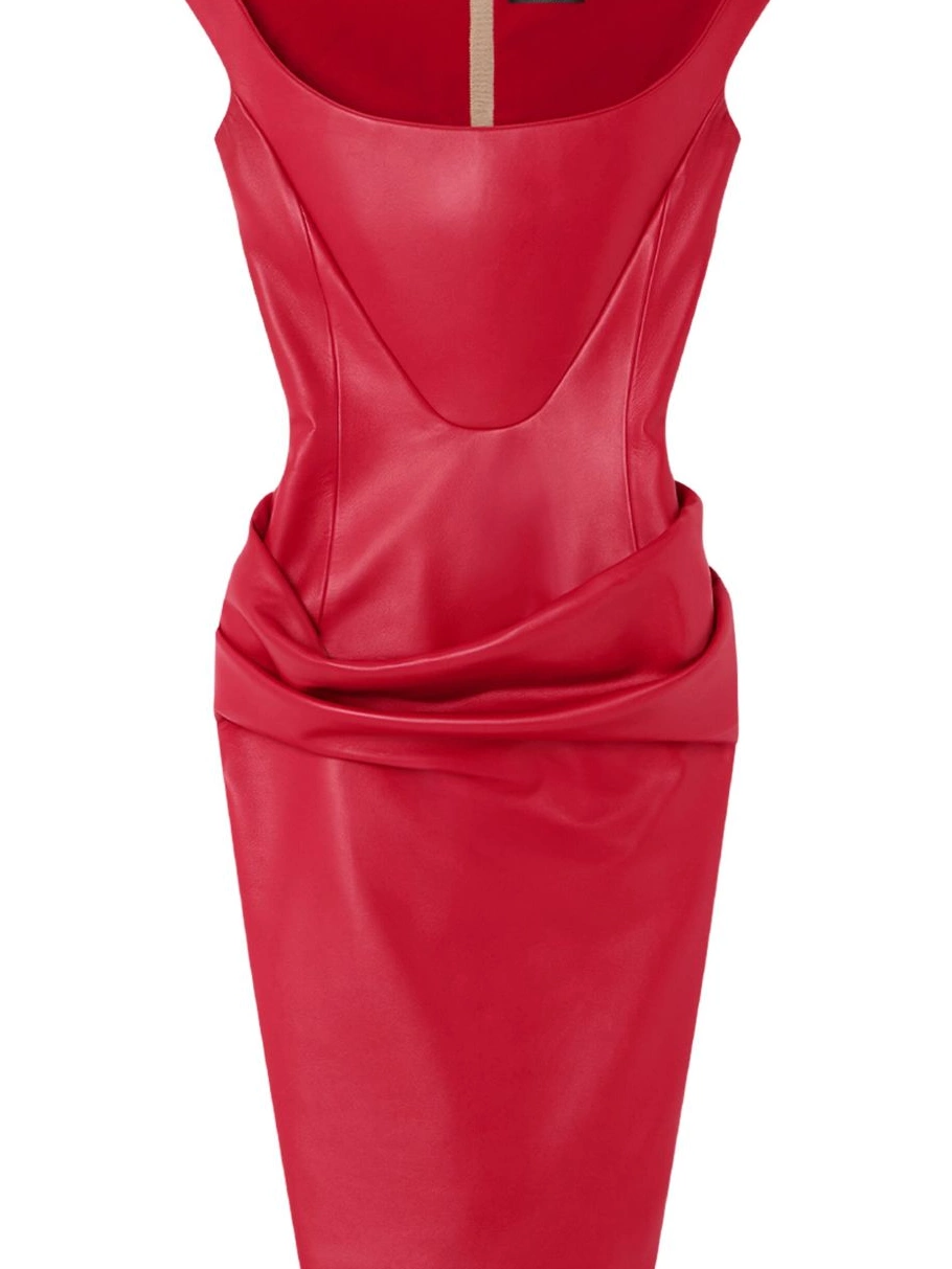 Cheap midi corset Women draped dress Versace leather 0801